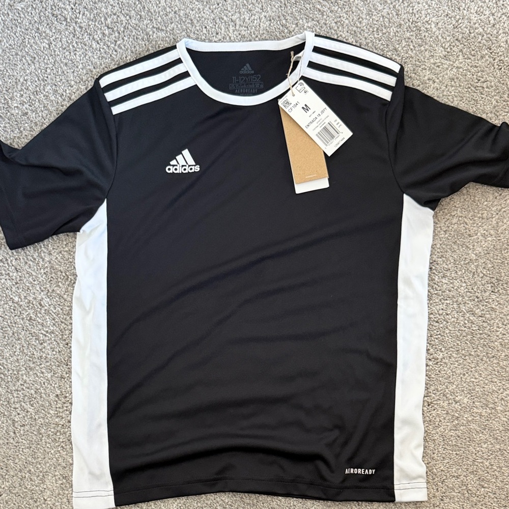 Adidas Boys Entrada 18 JSYY Aeroready Black and White Sports Shirt